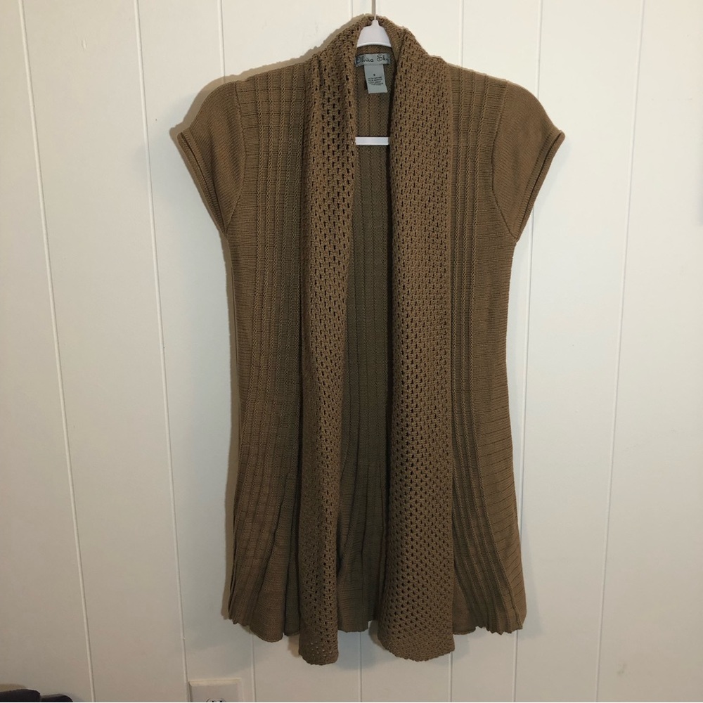 Oliva Sky Tan Cap Sleeve Lightweight Cardigan Small